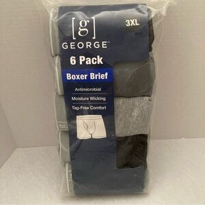 George Men’s Boxer Briefs 6 Pack Size 3XL Antimicrobial Moisture Wicking (Open)